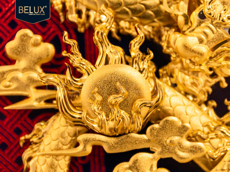 Tranh Thiên Long Bích Vân Dát Vàng 24k 34x27cm